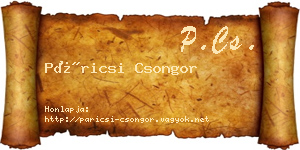 Páricsi Csongor névjegykártya